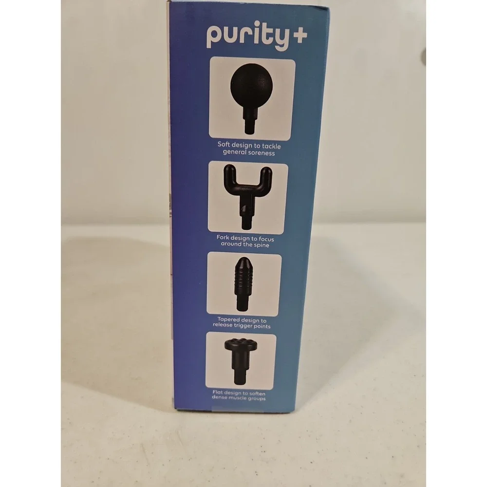 Purity +‎ Compact Massage Gun 4 Attachments, USB Charging New In Box $55retail